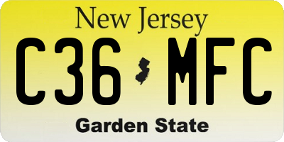 NJ license plate C36MFC