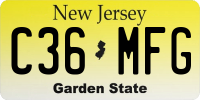 NJ license plate C36MFG