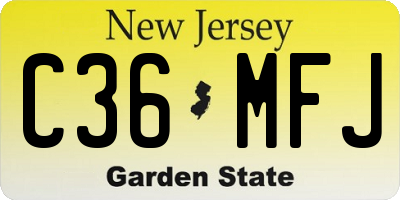 NJ license plate C36MFJ