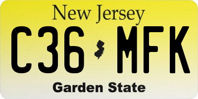 NJ license plate C36MFK