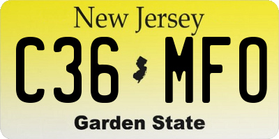 NJ license plate C36MFO