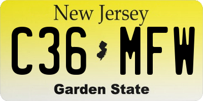 NJ license plate C36MFW
