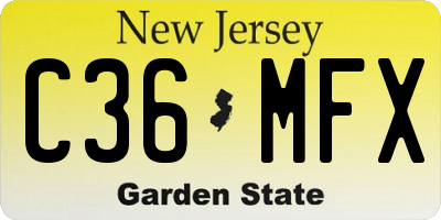 NJ license plate C36MFX