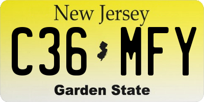 NJ license plate C36MFY