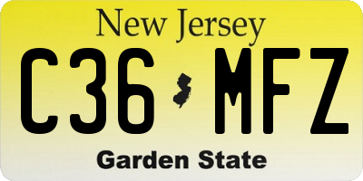 NJ license plate C36MFZ
