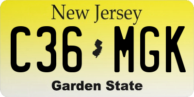 NJ license plate C36MGK