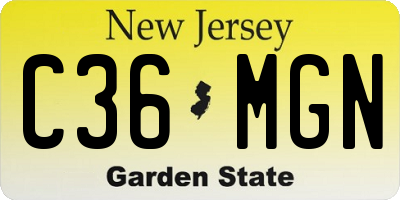 NJ license plate C36MGN