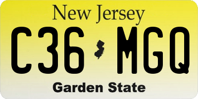 NJ license plate C36MGQ