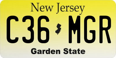 NJ license plate C36MGR