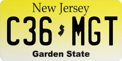 NJ license plate C36MGT