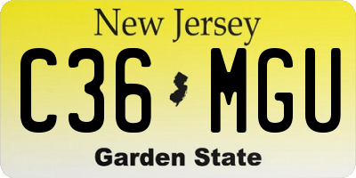 NJ license plate C36MGU
