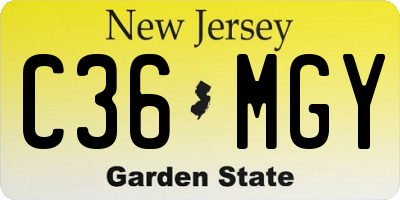 NJ license plate C36MGY