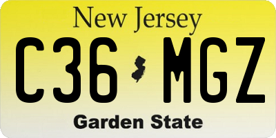 NJ license plate C36MGZ