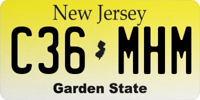 NJ license plate C36MHM