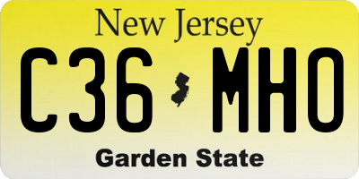 NJ license plate C36MHO