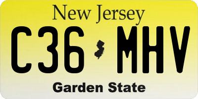 NJ license plate C36MHV