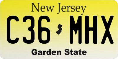 NJ license plate C36MHX