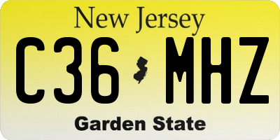 NJ license plate C36MHZ