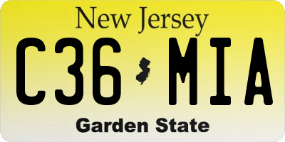 NJ license plate C36MIA