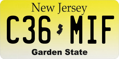 NJ license plate C36MIF
