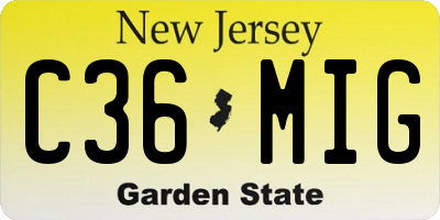 NJ license plate C36MIG