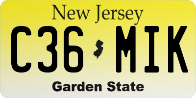 NJ license plate C36MIK