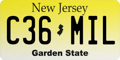 NJ license plate C36MIL