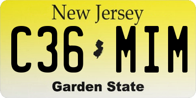 NJ license plate C36MIM