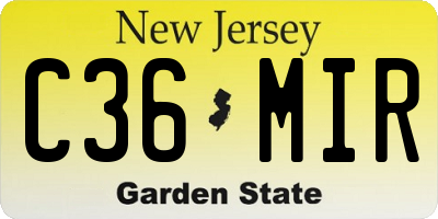 NJ license plate C36MIR