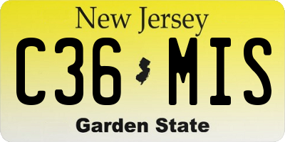 NJ license plate C36MIS
