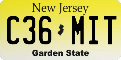 NJ license plate C36MIT