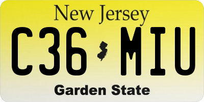 NJ license plate C36MIU