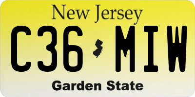 NJ license plate C36MIW