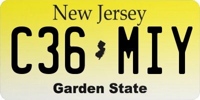 NJ license plate C36MIY