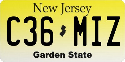 NJ license plate C36MIZ