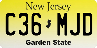 NJ license plate C36MJD