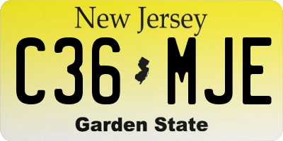NJ license plate C36MJE