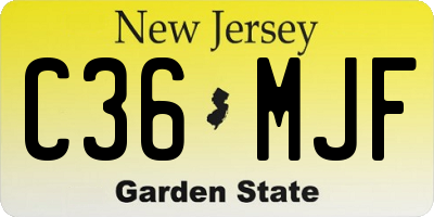NJ license plate C36MJF