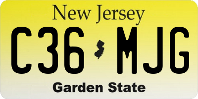 NJ license plate C36MJG
