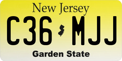 NJ license plate C36MJJ
