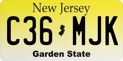 NJ license plate C36MJK