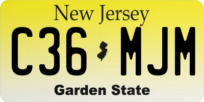NJ license plate C36MJM