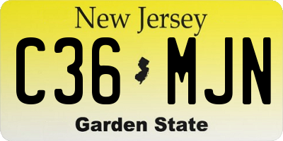 NJ license plate C36MJN
