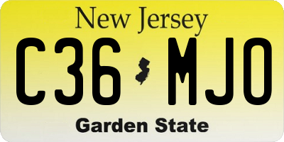 NJ license plate C36MJO