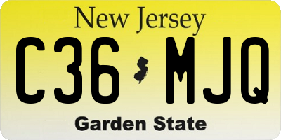 NJ license plate C36MJQ