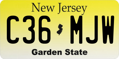 NJ license plate C36MJW