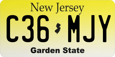 NJ license plate C36MJY