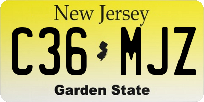 NJ license plate C36MJZ
