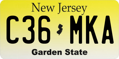 NJ license plate C36MKA