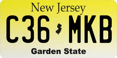 NJ license plate C36MKB